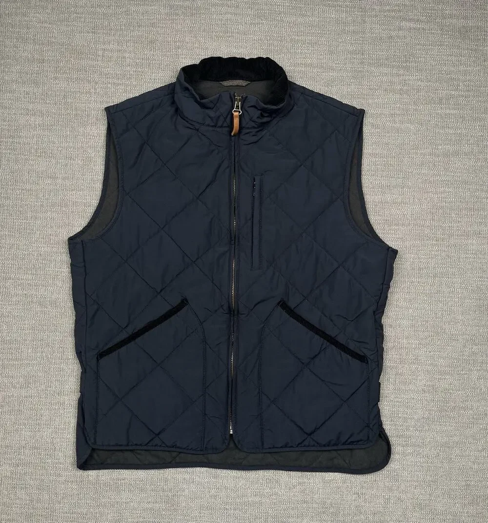 J.Crew Sussex Vest Mens Medium Blue Quilted Full Zip PrimaLoft Insulated